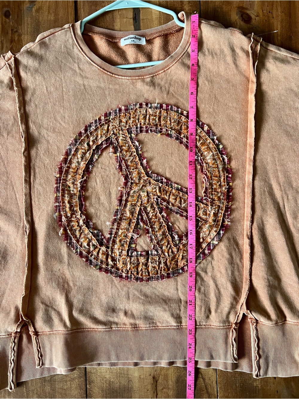 Mittoshop Oversized Patchwork Peace Sign Sweatshirt S/M ✨ - Picture 11 of 13